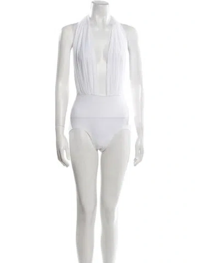 Pre-owned Norma Kamali Mesh Accents One-piece In White