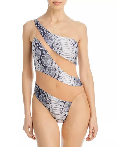 Norma Kamali Mesh One Piece In Snake Print In Multi