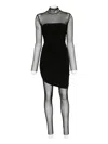 Norma Kamali Diana Pickleball Layered Ruched Stretch-jersey And Tulle Jumpsuit In Black