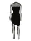 Norma Kamali Diana Pickleball Layered Ruched Stretch-jersey And Tulle Jumpsuit In Black