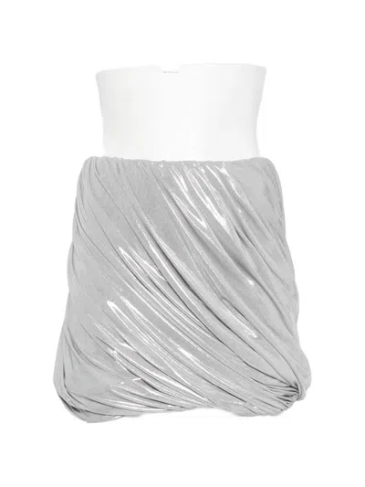 Norma Kamali Draped Mini Skirt Silver Metallic Blend In Gray