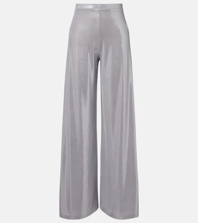 Norma Kamali Metallic-effect Wide-leg Pants In Gray