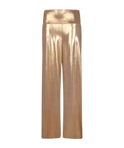 Norma Kamali Metallic Wide-leg Pants In Brown