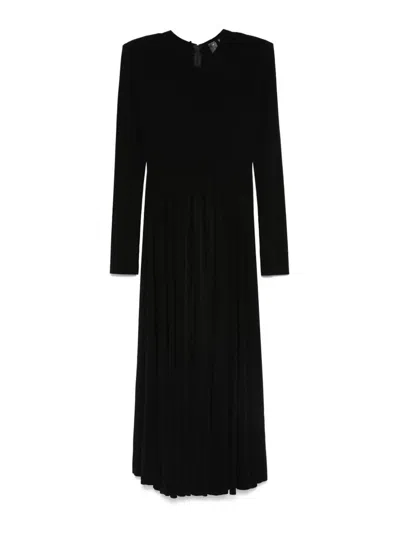 Norma Kamali V Neck Flared Dress In Black