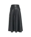 Norma Kamali Midi-length Skirt In Smooth Faux Leather With High Waist In Black