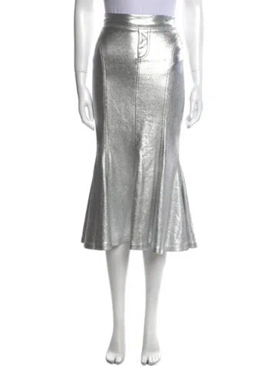 Pre-owned Norma Kamali Midi Length Skirt In Silver