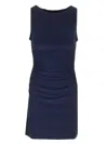 Norma Kamali Pickleball Ruched Stretch-jersey Mini Dress In Blue