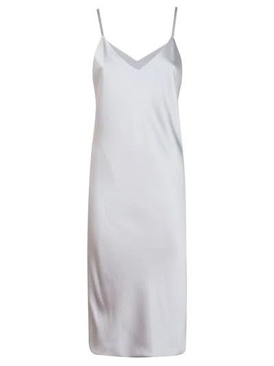 Norma Kamali Mini Dress With Spaghetti Straps And V-neckline In Silver