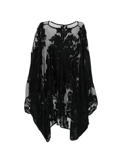 NORMA KAMALI MINI FLORAL-DEVORÉ MESH DRESS