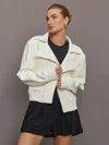 Norma Kamali Mini Moto Jacket In Cream