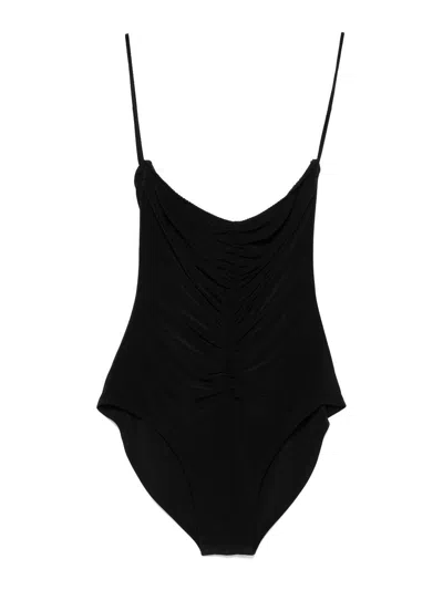 Norma Kamali Strapless Ruffled Bodice Lingerie In Black