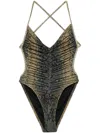 Norma Kamali Python Butterfly One-piece Swimsuit In Green