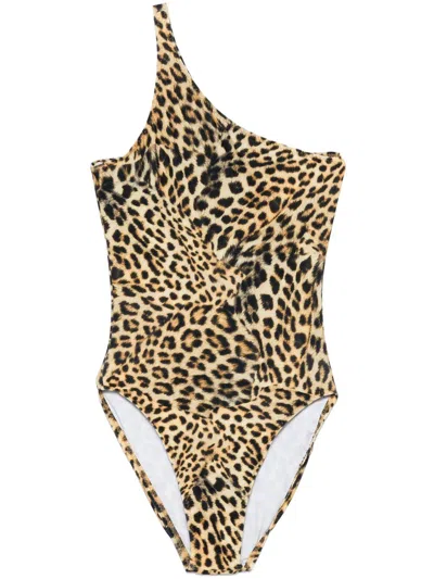 Norma Kamali Mio One-shoulder Bodysuit In Brown
