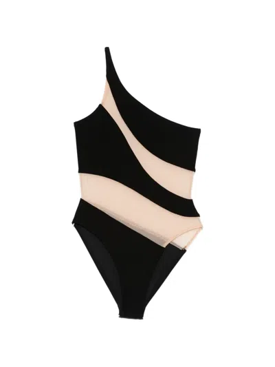 Norma Kamali Mio Snake Mesh Swimwear In Black