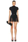 Norma Kamali Mock Neck Cap Sleeve Flared Pickleball Dress In Black