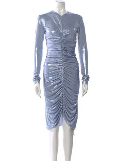Pre-owned Norma Kamali Mock Neck Knee-length Dress In Blue