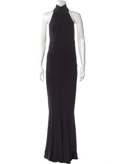 Pre-owned Norma Kamali Mock Neck Long Dress In Black