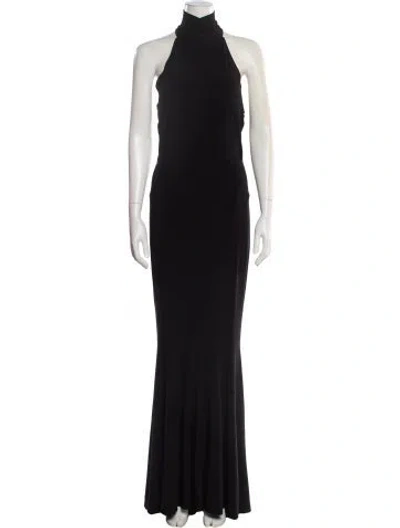 Pre-owned Norma Kamali Mock Neck Long Dress In Black