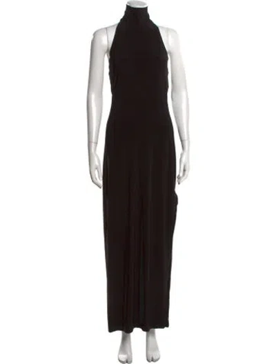 Pre-owned Norma Kamali Mock Neck Long Dress In Black