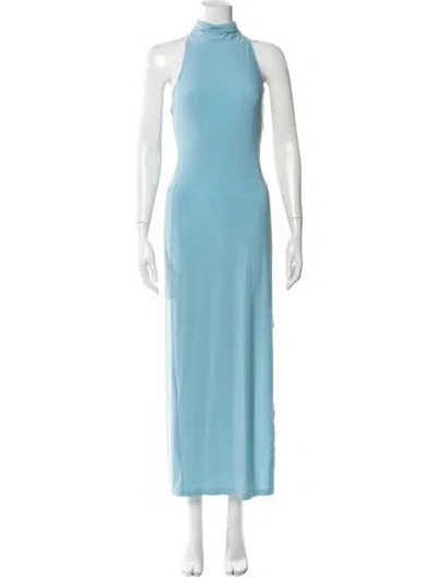 Pre-owned Norma Kamali Mock Neck Long Dress In Blue