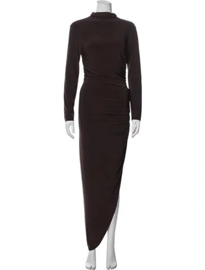 Pre-owned Norma Kamali Mock Neck Long Dress In Brown