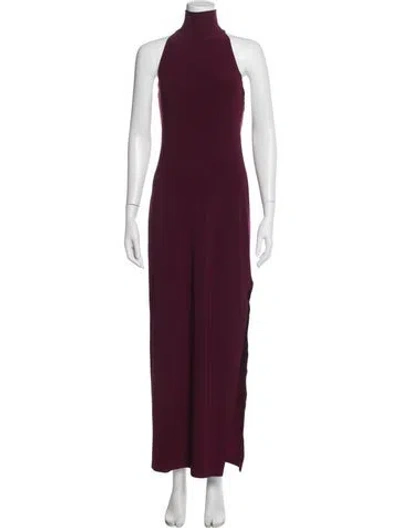 Pre-owned Norma Kamali Mock Neck Long Dress In Burgundy