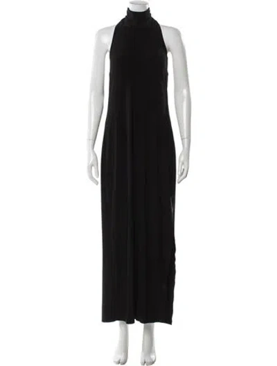 Pre-owned Norma Kamali Mock Neck Long Dress In Gray