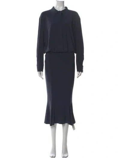 Pre-owned Norma Kamali Mock Neck Long Dress In Gray