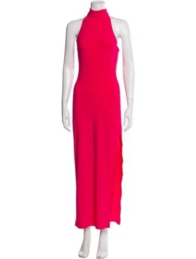 Pre-owned Norma Kamali Mock Neck Long Dress In Pink