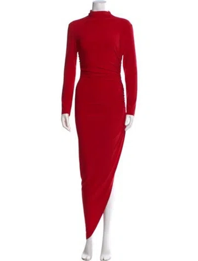 Pre-owned Norma Kamali Mock Neck Long Dress In Red