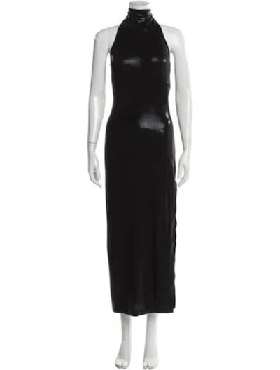 Pre-owned Norma Kamali Mock Neck Long Dress W/ Tags In Gray