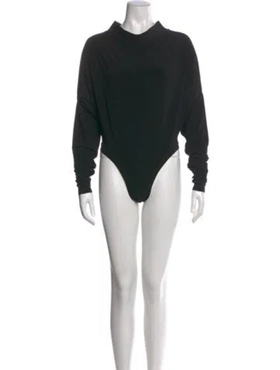 Pre-owned Norma Kamali Mock Neck Long Sleeve Bodysuit In Black