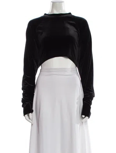 Pre-owned Norma Kamali Mock Neck Long Sleeve Crop Top In Black