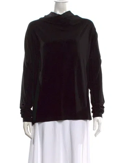 Pre-owned Norma Kamali Mock Neck Long Sleeve Top In Black