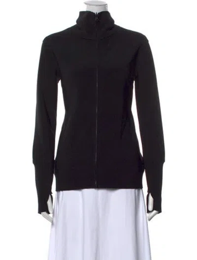 Pre-owned Norma Kamali Mock Neck Long Sleeve Top In Black