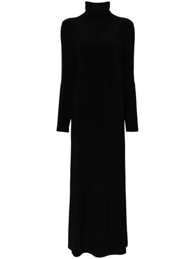 Norma Kamali Mock-neck Long-sleeved Gown In Black
