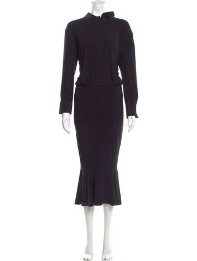 Pre-owned Norma Kamali Mock Neck Midi Length Dress In Black