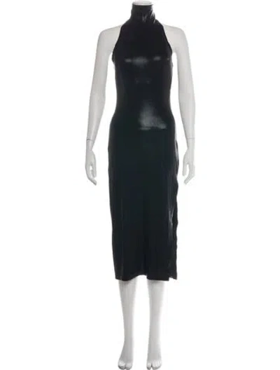 Pre-owned Norma Kamali Mock Neck Midi Length Dress In Black