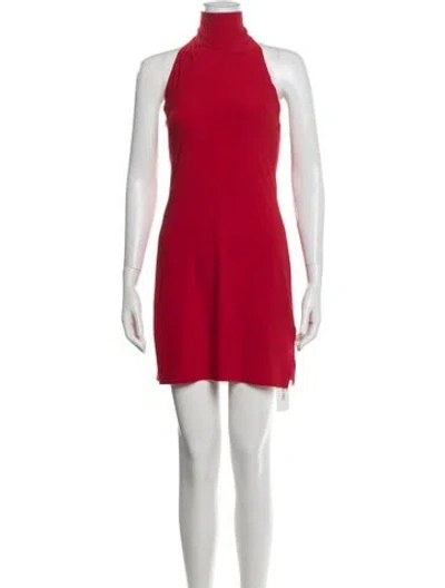 Pre-owned Norma Kamali Mock Neck Mini Dress In Red