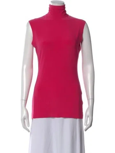 Pre-owned Norma Kamali Mock Neck Sleeveless Top In Pink