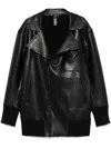 Norma Kamali Faux Leather Zip-up Biker Jacket In Black