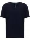 Norma Kamali Navy Solid Round Neck T-shirt In Navy Blue