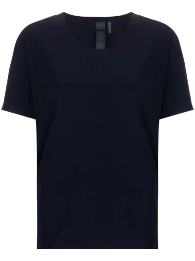 Norma Kamali Navy Solid Round Neck T-shirt In Blue