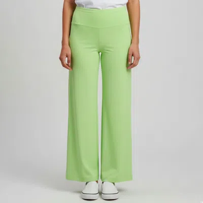 Pre-owned Norma Kamali Neon Green Synthetic Knit Wide Leg Pants S