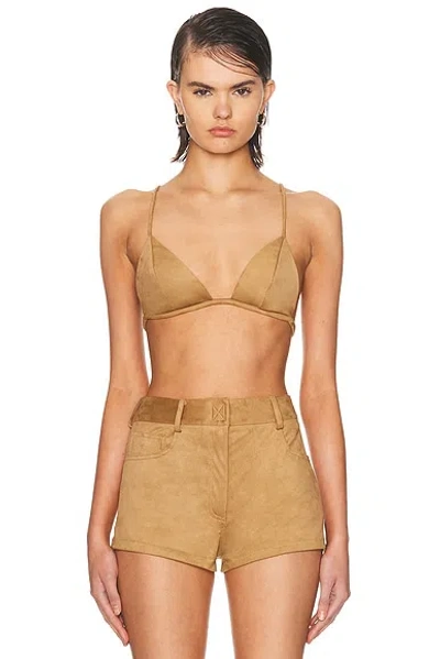 Norma Kamali No Tie Bralette Top In Brown