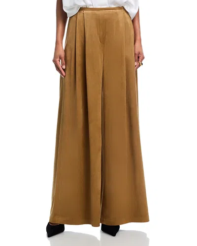 Norma Kamali Normal Kamali Pleated Wide Leg Pants In Brown