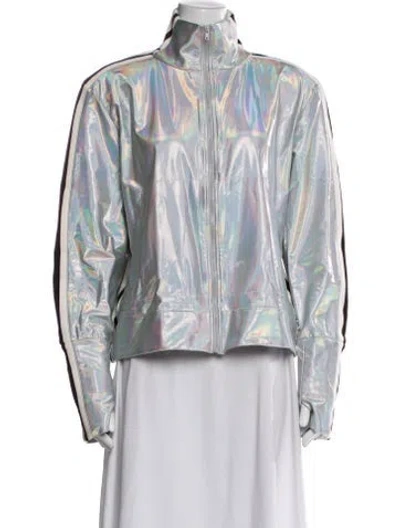Pre-owned Norma Kamali Nylon Bomber Jacket In Silver