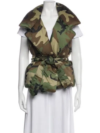 Pre-owned Norma Kamali Nylon Camouflage Print Vest In Green