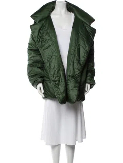 Pre-owned Norma Kamali Nylon Coat In Green
