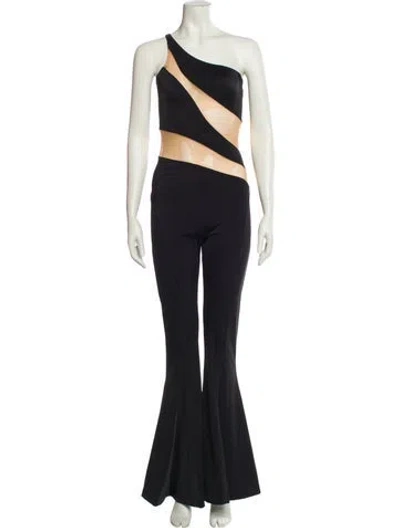 Pre-owned Norma Kamali Nylon Colorblock Pattern Jumpsuit In Black